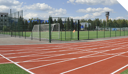 Football Field with Adjacent Structures